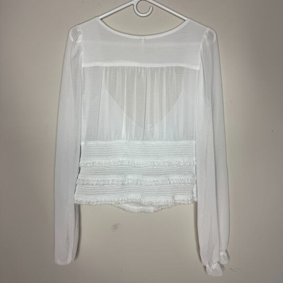 Free People Womens Lolita Blouse Medium White Boho Cottagecore Coquette Milkmade - Picture 8 of 8